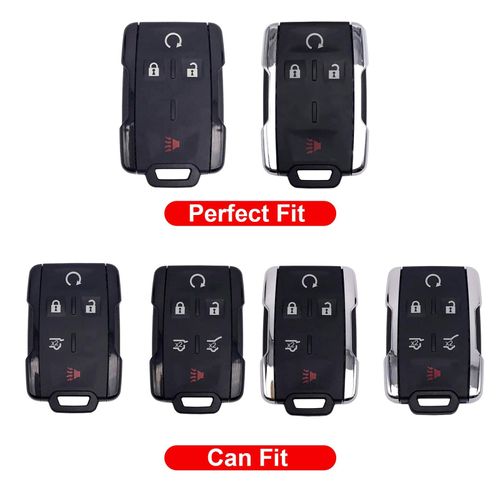 x xotic tech Blue TPU w/Printed Button Key Fob Shell Cover Case w/Keychain Compatible with Chevy Silverado 1500 2500HD Colorado Suburban or GMC Yukon Canyon Sierra 1500 2500 Smart Keyless Entry Key