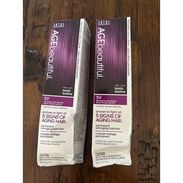 (Set Of 2) Zotos Professional AgeBeautiful Haircolor “5V Medium Plum Brown”