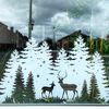 Dizzy Duck Christmas Window Decal | Trees & Stag Forest Scene | Reusable Cling