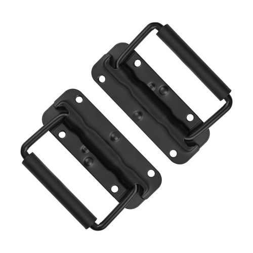 JIMDOAYO 2 Pack Spring Loaded Handles, Heavy Duty Rubber Grip Surface Mount Folding Handles for Toolbox Chest Case Trunks Crates Storage Boxes, Black