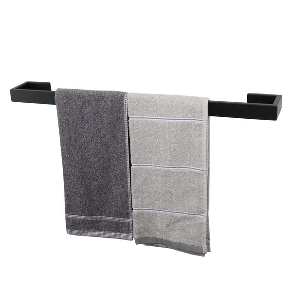 TocTen Bath Towel Rack - Square Base Thicken SUS304 Stainless Steel Towel Bar for Bathroom, Bathroom Bar Accessories Towel Rod Heavy Duty Wall Mounted Towel Holder (Matte Black, 24 Inch)