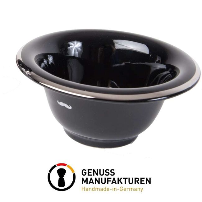 Shaving Bowl- Black Porcelain Platinum Rim.