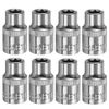 sourcing map 8pcs E-Torx Socket 3/8" Drive E10 External Torx Deep Socket CR-V 6 Point Spline Socket Star Female Bit Socket for Auto Repairs Home Maintenance DIY Hand-Making 1.2" Length
