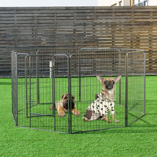 40" 8 Metal Panel Heavy Duty Pet Playpen Dog Exercise Pen Cat Fence Safety Gate