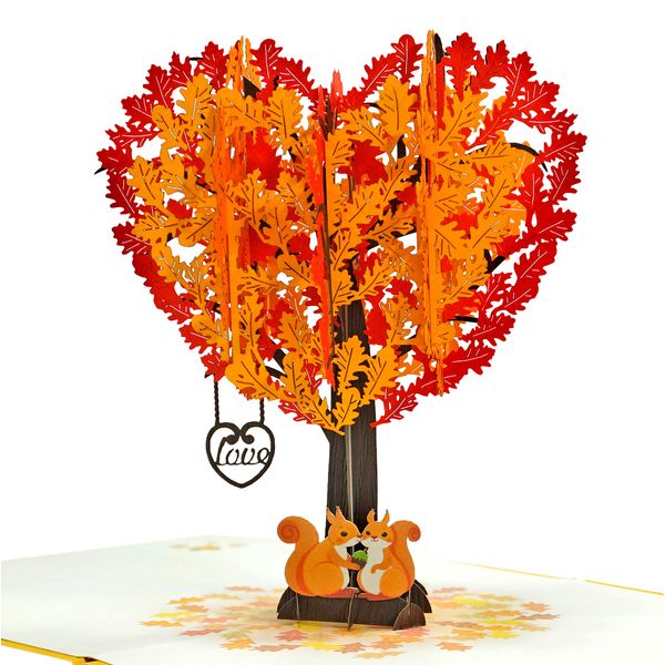 CUTPOPUP Squirrel Couple Heart Tree Pop Up Anniversary Card, Wedding Anniversary Card Pop Up, 3D Valentines Day Cards, Birthday Card For Wife, Mothers Day, Thank You Card UK