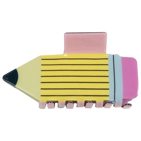 Pencil Bow Hair Claw Clips Back To School Hair Clips Funny Teacher Hair Clips Cute Hair Jaw Barrettes Yellow Pencil Claw Clip Students Hair Accessories for Children Girl Women (Yellow)