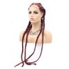 4 Braids Wine Red Lace Front Wigs Burgundy Box Braids Hairstyles Braided with Baby Hair Xpression Braiding Heat Resistant Fiber Wigs for Women 30 Inches