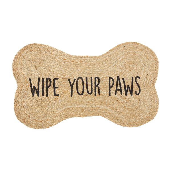 Mud Pie, Wipe Your Paws, 16 1/2" x 29" Jute Dog Bone Door Mat