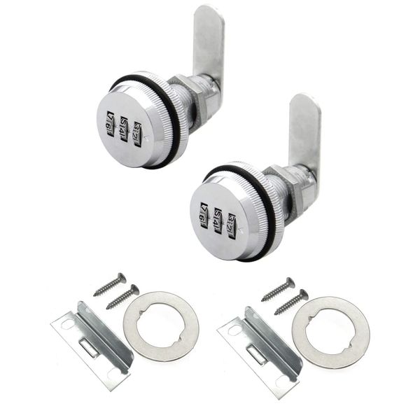 JZK 2 PCS 3 Digit Code Combination camlock cam Lock Password Coded Lock for Locker Wardrobe Door Filing Cabinet Mailbox Drawer Cupboard