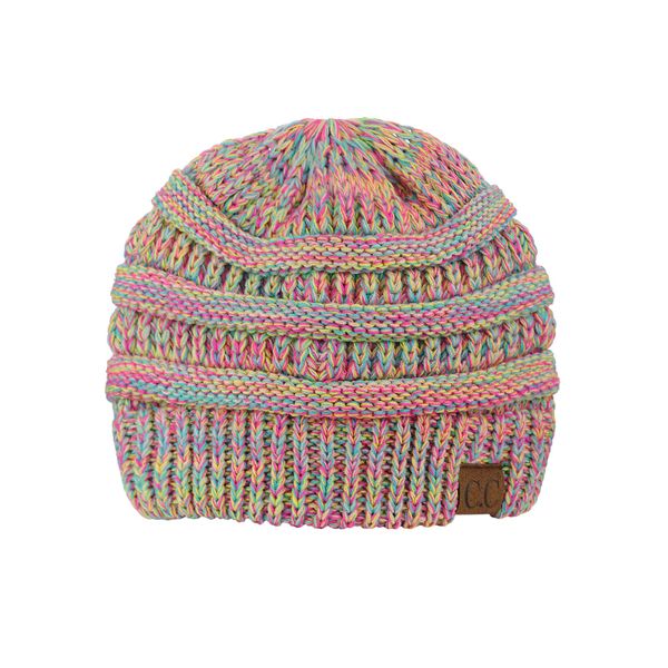 C.C Trendy Warm Chunky Soft Stretch Cable Knit Beanie Skully, Bright Mix