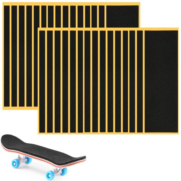 ACFELLE 30Pcs Fingerboard Grip Tape PRO, Wooden Mini Skateboard Adhesive Stickers, Quality Non Slip Foam Grip 110mm x 38mm Black (30pcs)