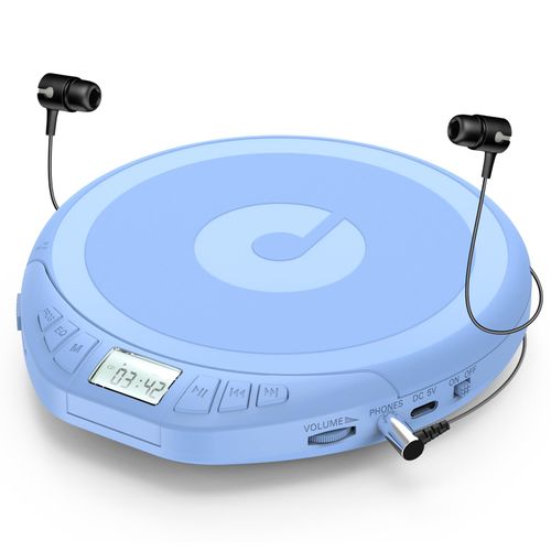 Gueray CD Player Portable for Car : with Earphones Portable CD Player for Car with Anti-Skip Shockproof Personal CD Player with LCD Display Support PROG Memory Function Repeat Playback Sound