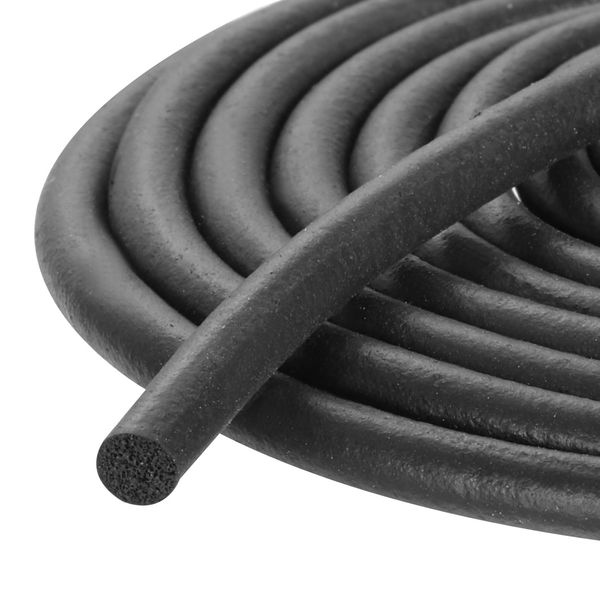 sourcing map Foam Rubber Weather Seal Strip, 4mm(0.16") Diameter x 4 Meters (13.12Ft) Long Round EPDM Solid Rubber for Reduce Noise, Shock, Friction