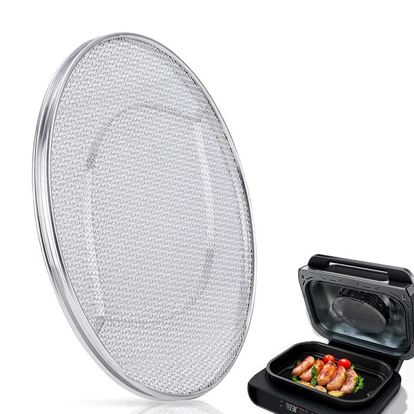 Zemoeng Stainless Steel Splatter Shield for Ninja Foodi FG551, Reusable 6-in-1 Air Fryer Accessories, Indoor Grill Accessories, Fine Mesh Splatter Screen, Ninja Replacement Screen Splash Guard