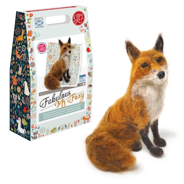 The Crafty Kit Company The Fabulous Mr Foxy Needle Felting Craft Kit for Improvers Including Corriedale Wool, Needles and Instructions