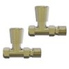NRG Radiator Valves Straight Lockshield Valve Brushed Brass One Pair