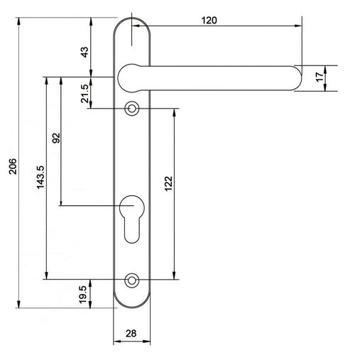 Fab & Fix - UPVC Hardex Polished Chrome Windsor Door Handle Set, 92mm PZ, Lever/Lever, 122mm Screw Centres for External Doors