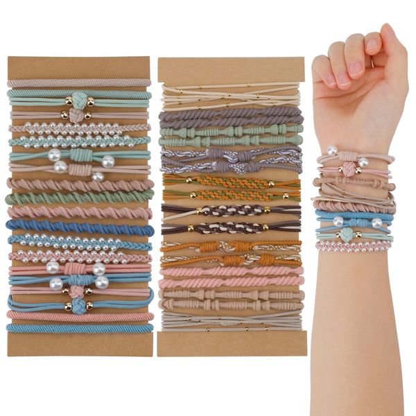 40 Stück Boho Armband Haargummi Elastische Boho Haargummi, Bellody Haargummi Elastische Pferdeschwanz Halter für Dickes und Dünnes Haar