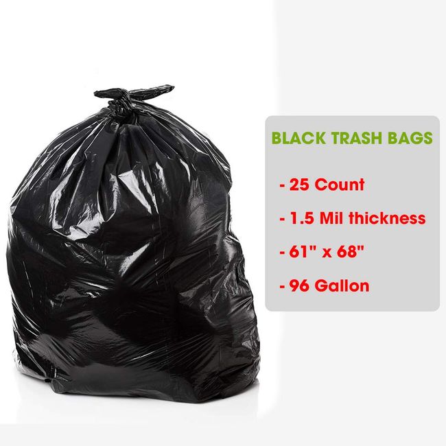 61 in. x 68 in. 95 Gal. to 96 Gal. 1.5 mil Clear Garbage Bag Liners  (25-Count)