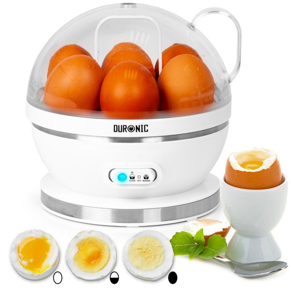 Duronic Electric Egg Boiler EB27 WE, Steamer for Eggs, Egg Cooking Machine, Automatic Egg Boiler Electronic Egg Poacher Machine for 7 Soft, Medium & Hard Boiled Eggs