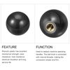 METALLIXITY Set of 6 Threaded Ball Knobs (30mm/1.18") Plastic Ball Lever Knobs with M8 Female Thread Brass Insert - Mechanical Handle Tool Replacement Black
