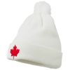 Canada Maple Leaf Embroidered Pom Beanie - White OSFM