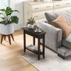 2-Tier Mid Century Modern Side Table Narrow End Table Bedroom With Storage Shelf