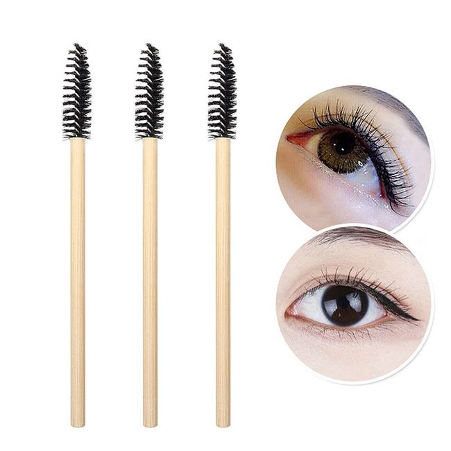 50Pcs Einweg Wimpernbürste Einweg Mascara Stäbe Wimpernverlängerungen Bambus Griff Wimpernbürste Feine Augenwimpern Applikatoren für Wimpernverlängerungen