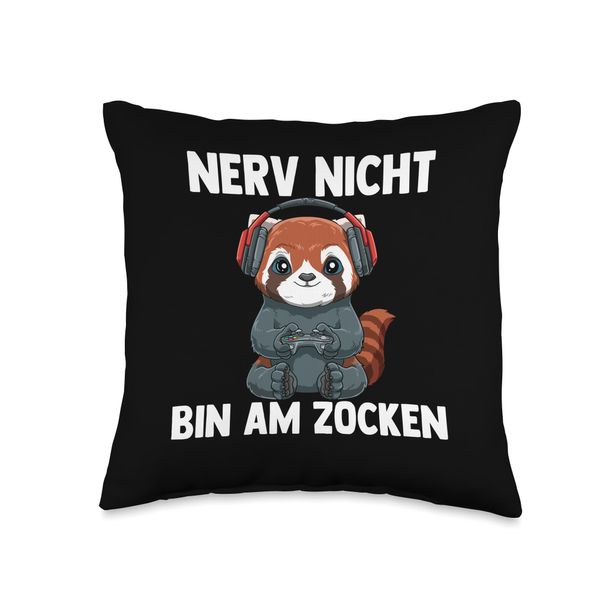 Nerv Nicht Bin Am Zocken - Computer Games Red Panda Throw Pillow