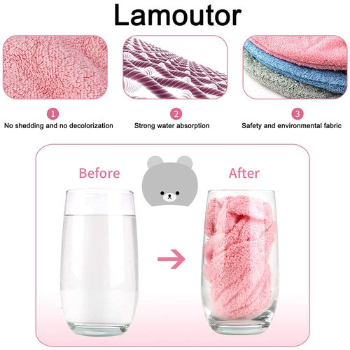 Lamoutor 3Pcs Hair Drying Towel for Kids Girls Soft Absorbent Kids Dry Hair Cap Kids Hair Towel Wrap Head Towel Wraps for Kids
