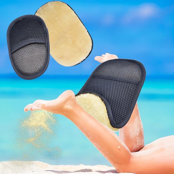 KR.LIF Sand Remover for Beach 2 Pcs Beach Sand Remover Beach Sand Wipe Off Mitts Kit Sand Screen Sand Off Beach Mitt Sand Brush