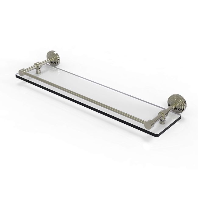 Allied Brass WP-1/22-GAL-PNI Wp 1 Gal Waverly Place Inch Tempered Gallery Rail Glass Shelf, 22 Inch, Polished Nickel