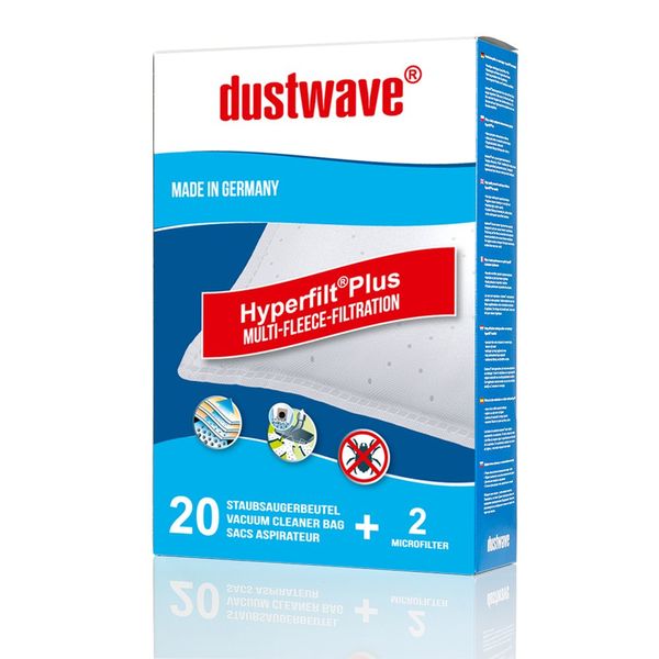 20 Staubsaugerbeutel passend für Thomas - crooSer eco Bodenstaubsauger von dustwave® Markenstaubbeutel Made in Germany + inkl. Microfilter