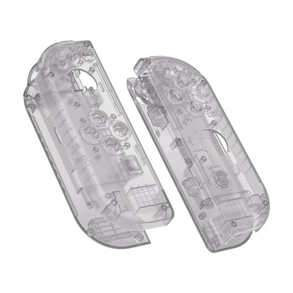 eXtremeRate Transparent Clear Black Joy con Handheld Controller Housing with Full Set Buttons, DIY Replacement Shell Case for Nintendo Switch & Switch OLED Model Joy con – Console Shell NOT Included