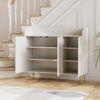 3-Tier Storage Cabinet w/2 Adjustable Shelves, Side Organizer and Mounted Hooks
