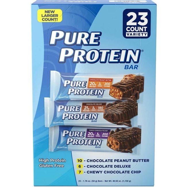 Pure Protein Bars, Variety Pack, 1.76 oz, 23 count