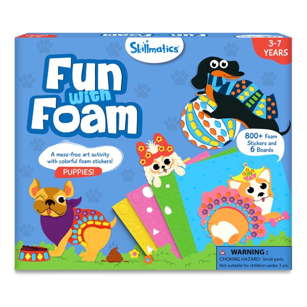 Skillmatics Art Activity - Fun with Foam Puppies, No Mess Felt Sticker Art for Kids, Stocking Stuffers, DIY Craft Kits, Christmas Gifts for Boys & Girls Ages 3, 4, 5, 6, 7, Travel Toys