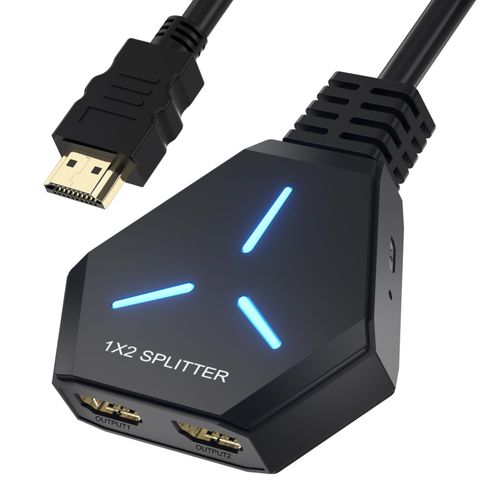 HDMI Splitter 1 in 2 Out Duplicate/Mirror (Not Extend), 4K@30hz HDMI Splitter for Dual Monitors for Full HD, 1080P, 3D, Compatible with Xbox, PS4, PS5, TV, Projector, Computer
