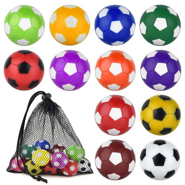 Coopay 12 Pieces 36mm Foosball Balls Table Football Soccer Replacement Balls Multicolor Official Tabletop Game Balls with a Black Drawstring Bag (12 Mixed Colors)