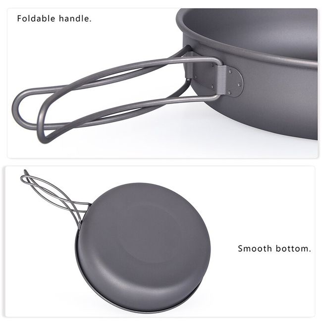  Boundless Voyage Ultra-light Titanium Frying Pan with Folding  Handle Outdoor Camping Skillet Griddle Tableware Titanium Pan Ti15170B :  Sports & Outdoors
