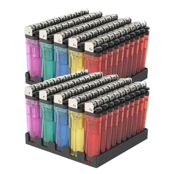 100 Cigarette Wholesale Disposable Lighters Pack of 100 with Stand