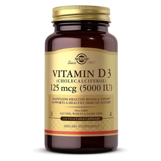 Solgar Vitamin D3 (Cholecalciferol) 125 mcg (5000 IU) 240 Vegetable Capsules