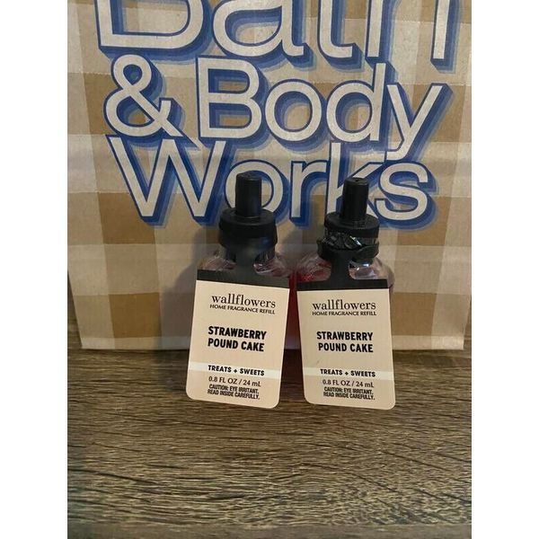 2 STRAWBERRY POUND CAKE Bath & Body Works Wallflowers Refills 0.8FL EACH