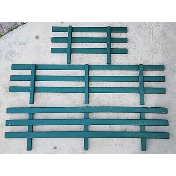 Vintage Replacement Green Wagon Wooden Side Panel Wood Rails Sideboards 3pc Set