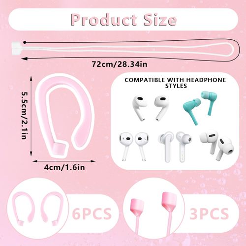 Yolev 3PCS Magnetic Anti-Lost Straps, Earbuds Straps 3 Pairs Ear Hooks Wireless Earbuds Holder Silicone Wire Lanyards Soft Sport String Tether Lanyard, Silicone Wire Cable Connector,