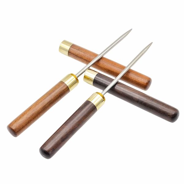 2 Pcs 9" Stainless Steel Ice Picks with Wooden Handle and Safety Cover for Kitchen, Bars, Bartender,Picnics, Camping, and Restaurant