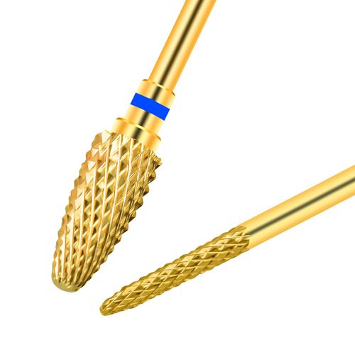 CGBE 2PCS Nail Drill Bits, Tungsten Steel Gold Drill Bit with Medium Gravel , Professional 3/32" Electric Nail Drill, Nail Cutter Bits for Manicure Pedicure, Grain + Needle Shape