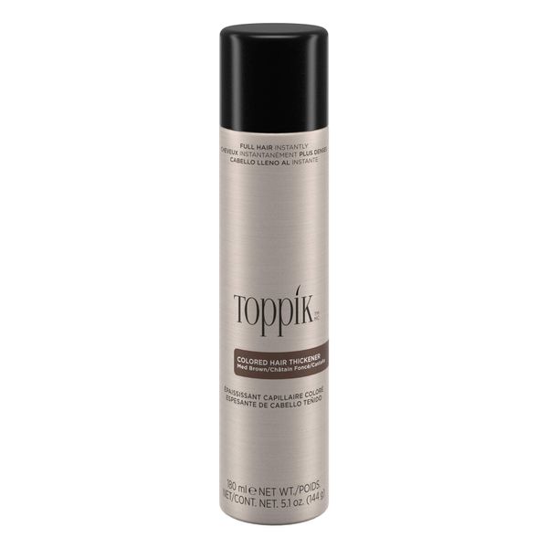 Toppik Colored Hair Thickener, Medium Brown, Volumizing Root Touch Up Concealer Hair Color Spray, Colored Spray for Root Touch Up, Cover Up, Hair Thickening, Hair Building Fiber Spray, 5.1oz Spray