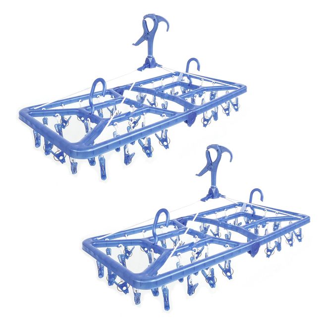 Ohe My Laundry 2 88105 Blindfold Jumbo Hanger for Veranda, 48 Pinch, Blue | Laundry Hanger, Clothesline Hanger, Veranda, Blindfold, Pinch Hanger, Dry Low, Lightweight, Large, Jumbo Catch Hook, Thick Rod, Compatible with Camois, Rope, Hidden Drying