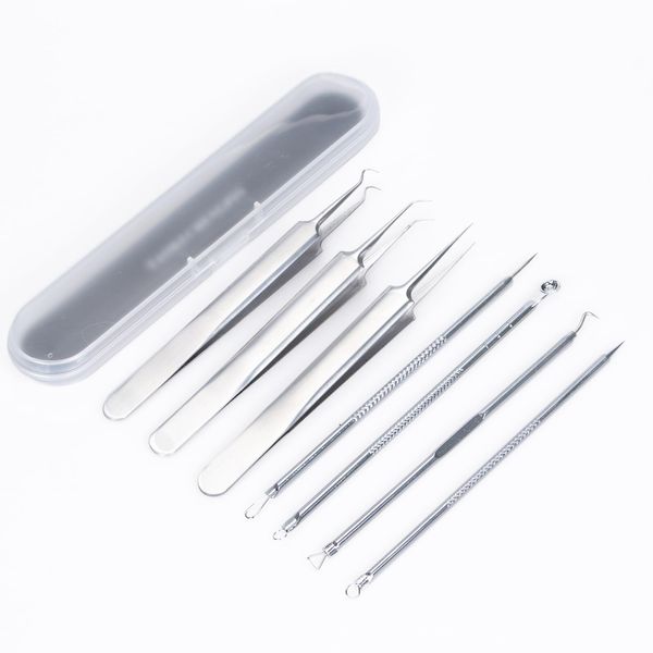 7Pcs Blackhead Remove Tool Pimple Popping Kit Spot Popping Kit Comedone Extractor Tools Whitehead Remover Milia Remover Acne Needle for Nose Face Care